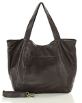 Duża skórzana torebka damska shopper brązowa czekolada - MARCO MAZZINI vs119c