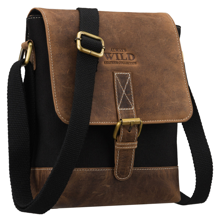 Listonoszka ze skóry naturalnej męska Always Wild AW-MN9-MHC crossbody czarno-brązowa - cecha produktu