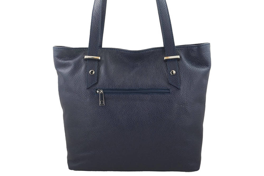 Torebka ze skóry licowej damska Barberini's 923-4 shopper bag A4 granatowa - cecha produktu