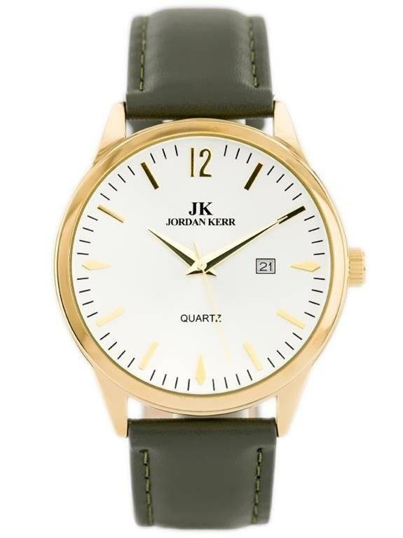 Szaro-złoty zegarek męski Jordan Kerr C2287AGD - zegarek z przodu na białym tle