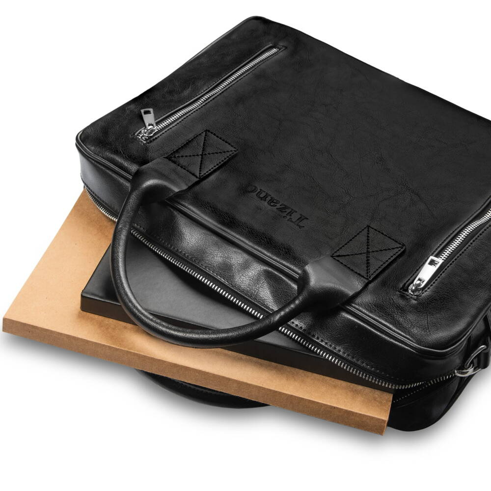Torba skórzana męska Tizano TM08 na laptopa A4 czarna - sylwetka i proporcje modelu