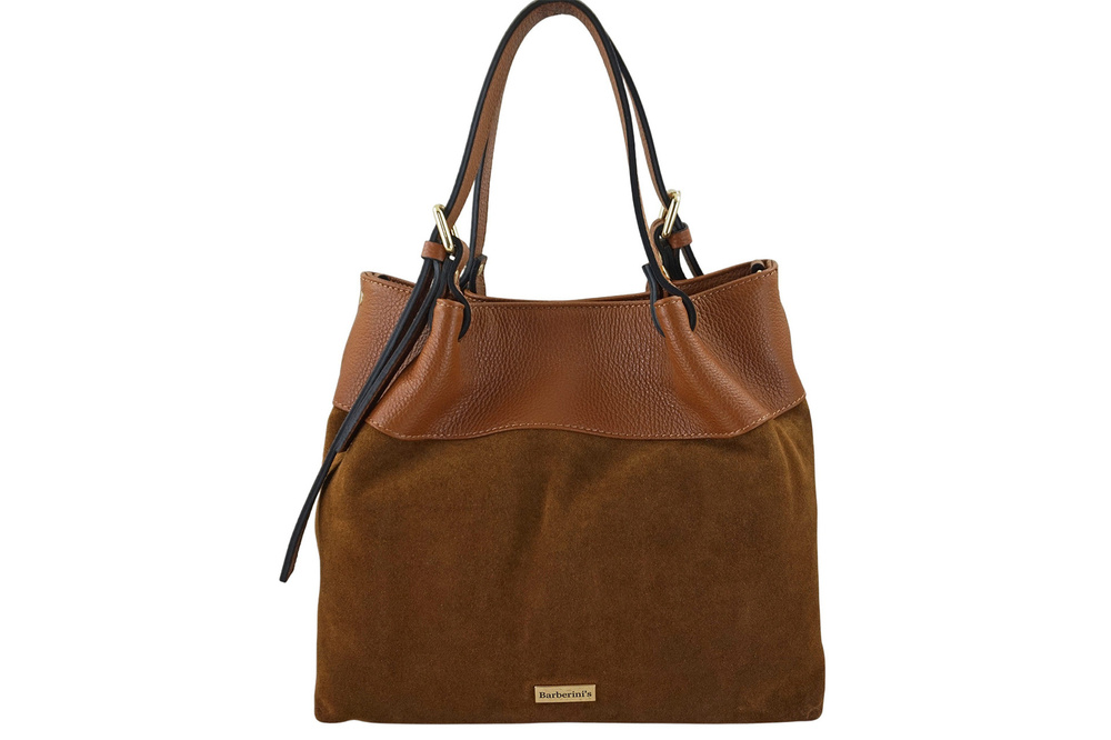 Torebka zamszowa skórzana damska Barberini's 1028-12 shopper mała jasnobrązowa - cecha produktu