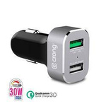 Ładowarka samochodowa USB QuickCharge 3.0 + USB 2.4A (aluminium) Crong Power Car Charger 30W