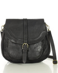 Torebka damska czarna skórzana listonoszka saddle bag - MARCO MAZZINI v253a
