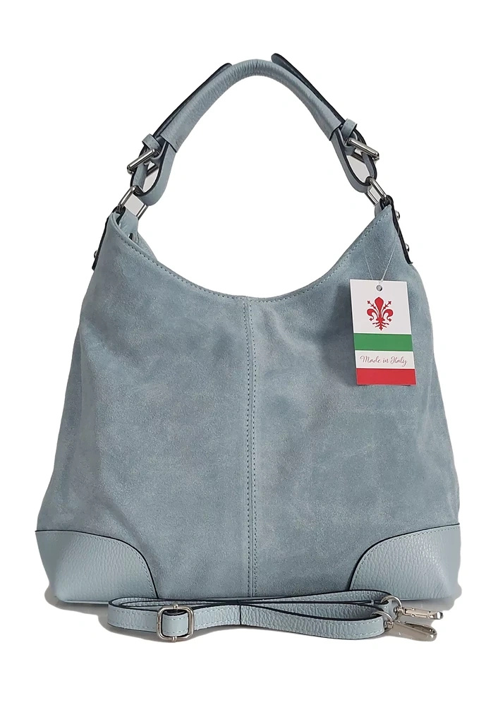 Torebka skórzana damska Vera Pelle VORX33G worek shopper A4 szara - zastosowanie w stylizacjach miejskich