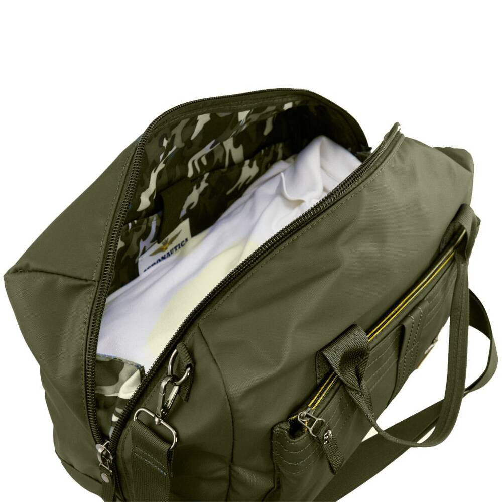 Torba podróżna na ramię zielona materiałowa - Aeronautica Militare AM-346 VE - detale i wykończenie
