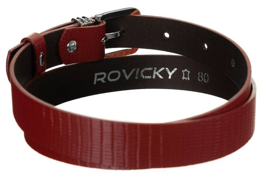 Zwinięty czerwony pasek Rovicky ZPD-S2,5CK z logo na spodzie