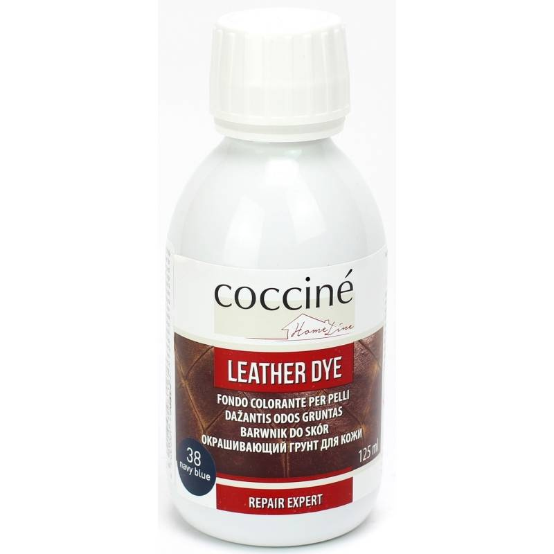 Farba koloryzujący do skóry i tekstyliów Coccine granatowa - butelka Leather Dye 125 ml, oznaczenie koloru nr 38 navy blue