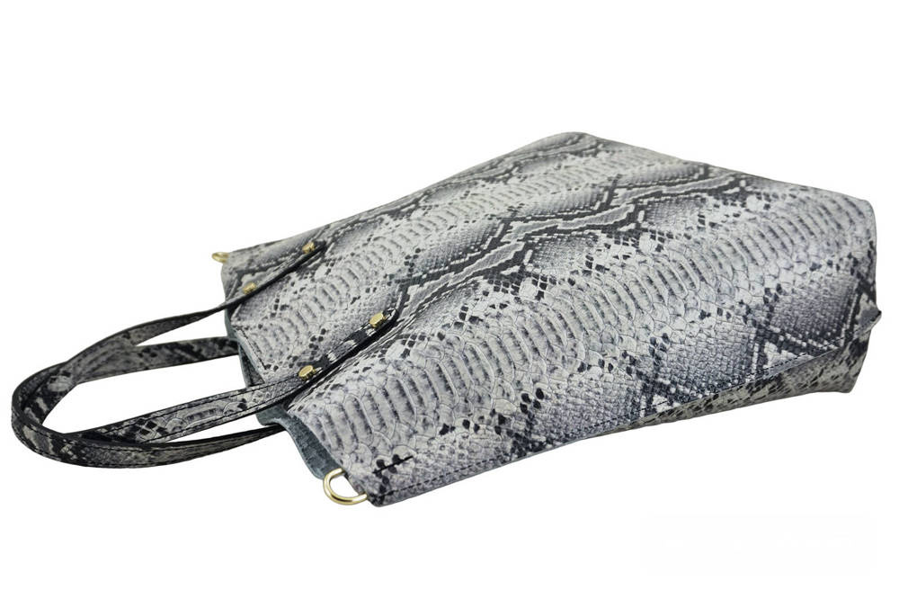 Torebka skórzana ze wzorem węża damska Barberini's 964-2 shopper A4 beżowa - cecha produktu