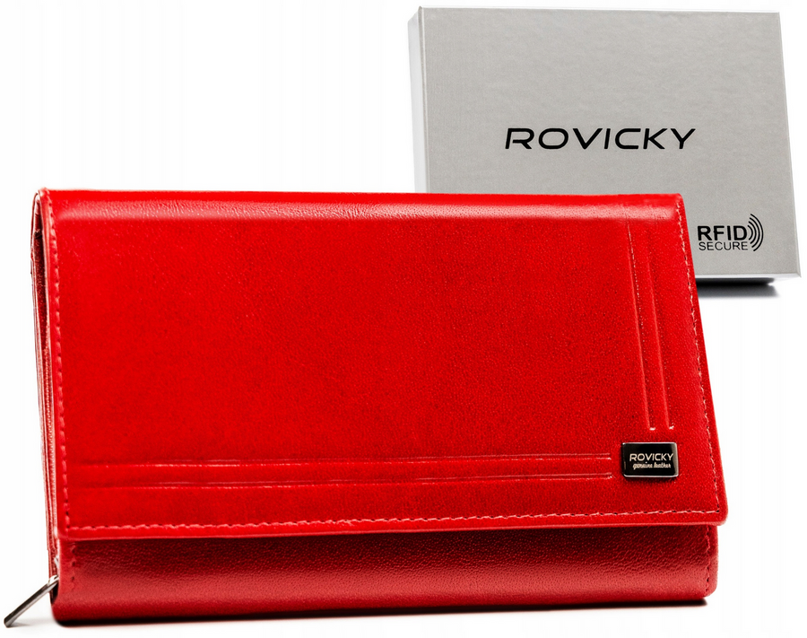 Czerwony duży portfel damski Rovicky CPR-001-BAR