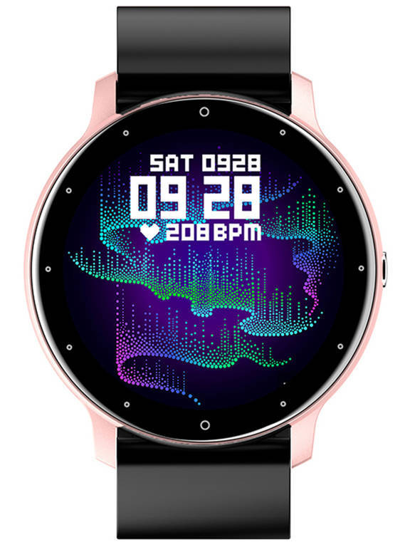 Czarno-różowy smartwatch unisex Gravity GT1-2 - z przodu, ekran z kolorową tarczą