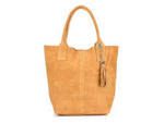 Torebka damska shopper zamszowa Vera Pelle L82 camel