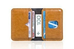 Skórzany portfel slim wallet jasnobrązowy - SOLIER SW11
