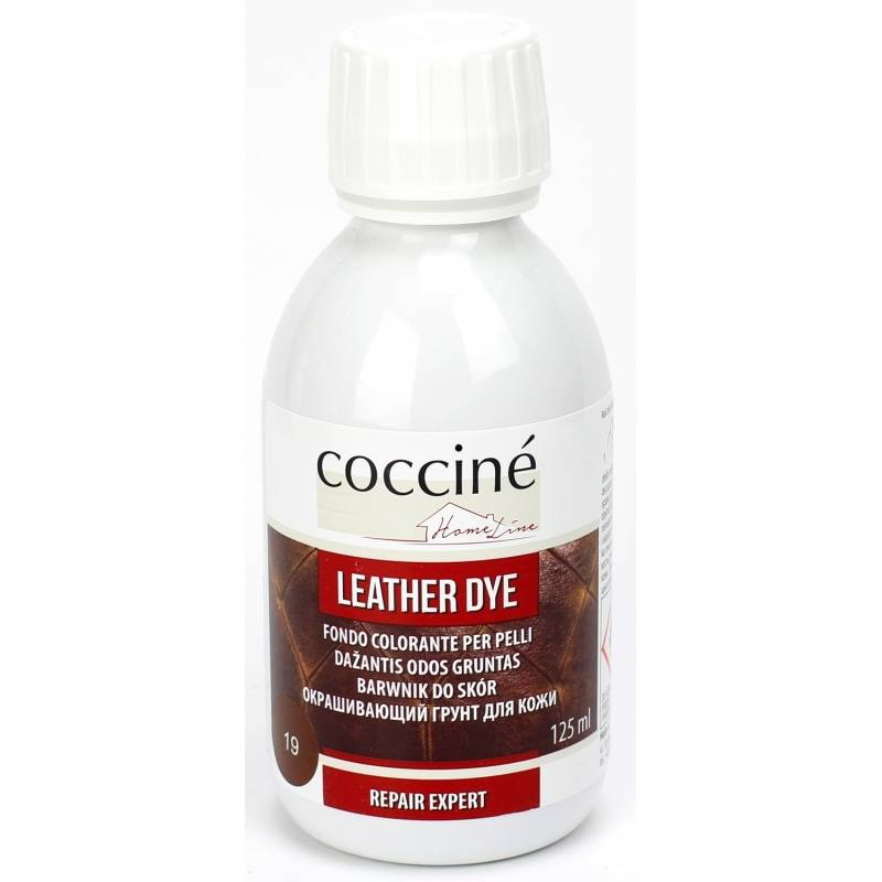 Farba koloryzujący do skóry i tekstyliów Coccine ciemnobrązowa - butelka Leather Dye 125 ml, oznaczenie koloru nr 19