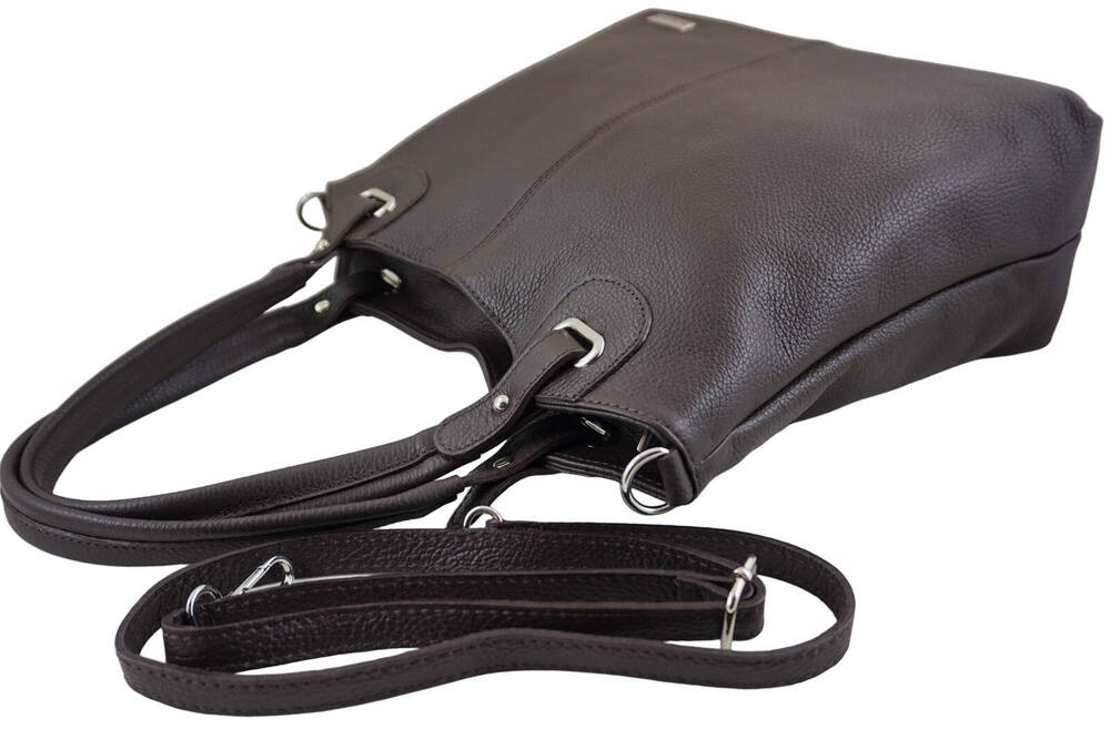 Torebka ze skóry licowej damska Barberini's 982-11 shopper A4 ciemnobrązowa - cecha produktu