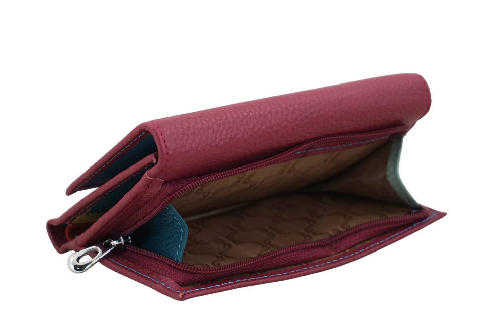 Portfel ze skóry licowej damski Barberini's D-1089-14 funkcjonalny fuksja - cecha produktu