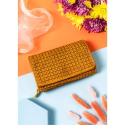 Elegancki portfel damski na karty żółty RFID - Rovicky R-N19-ZPT