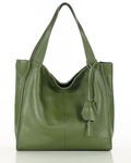 Skórzana torebka damska zielona shopper bag - MARCO MAZZINI s139r