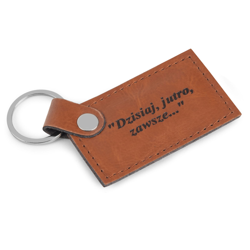 Brelok ze skóry naturalnej unisex B6 z grawerem personalizowany camel - faktura naturalnej skóry w odcieniu camel