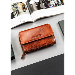 Portfel damski brązowy na karty i monety ze skóry naturalnej - Peterson WD3-VLCN