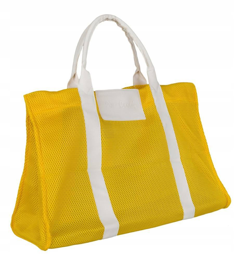 Żółta torba damska Pierre Cardin 638 z białymi uchwytami