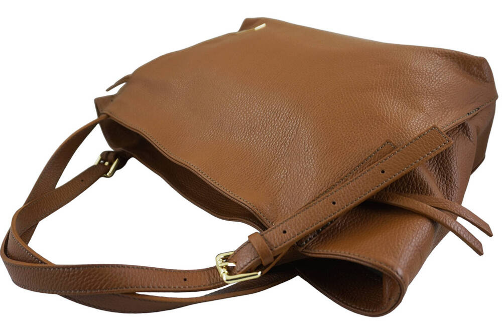Torebka ze skóry licowej damska Barberini's 987-12 shopper A4 jasnobrązowa - cecha produktu