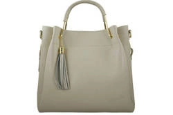 Skórzany kuferek damski shopper bag jasnobeżowy - Barberini's 960-10