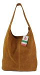 Torebka worek damska zamszowa Vera Pelle W356C camel