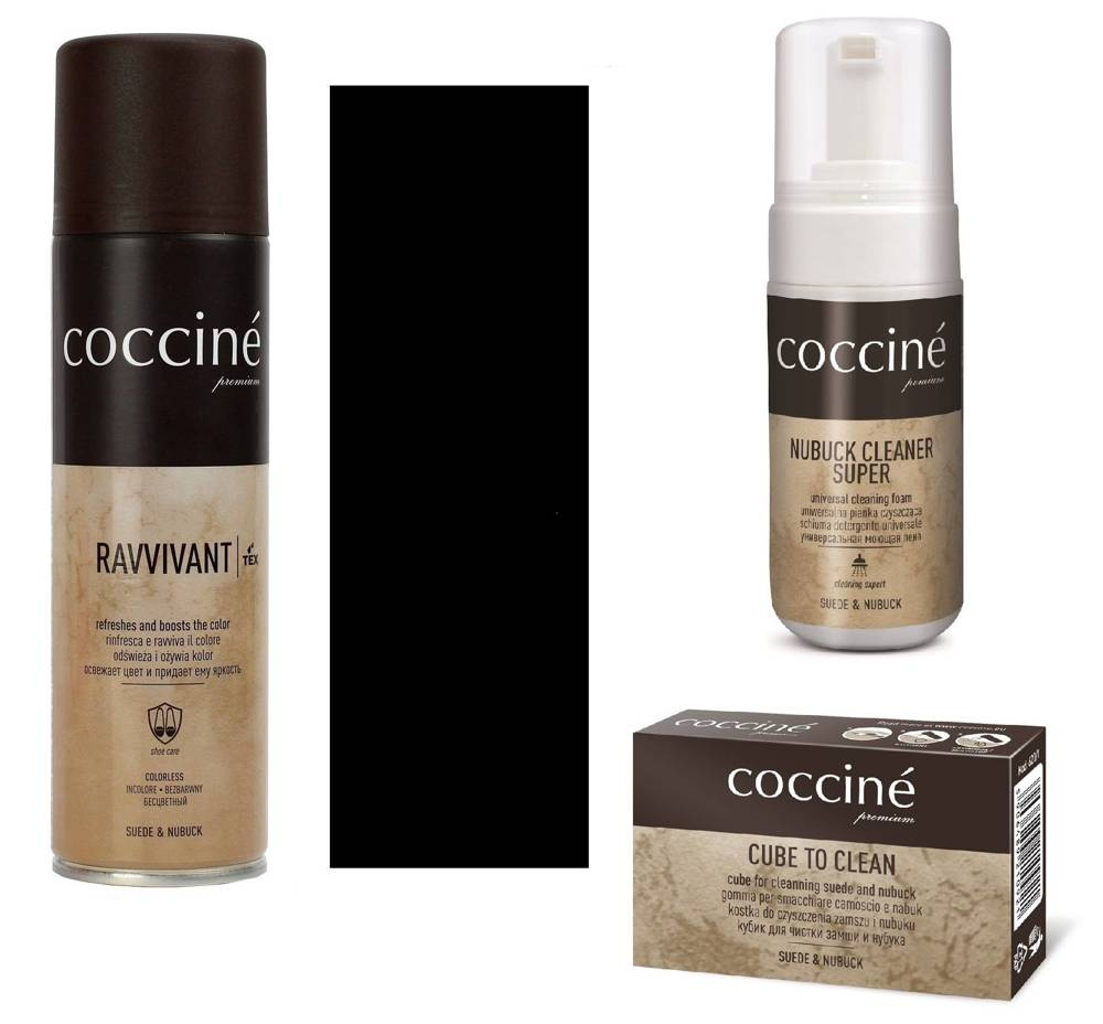 Zestaw do renowacji do zamszu i nubuku Coccine czarny - komplet: spray Ravvivant, pianka Nubuck Cleaner Super