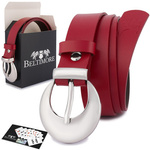 Pasek damski skórzany Beltimore O01 80 cm czerwony
