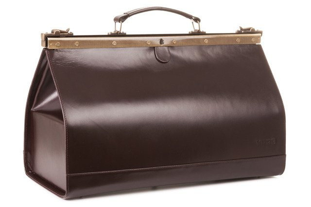 Torba lekarska skórzana unisex VOOC PK2 kufer lekarski A4 brązowa - klasyczna bryła torby lekarskiej