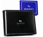 Klasyczny skórzany portfel męski czarny - Rovicky RV-7680286-BCA