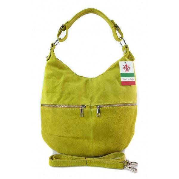 Torebka skórzana zamszowa damska Vera Pelle W345GL2 shopper bag A4 żółta - cecha produktu