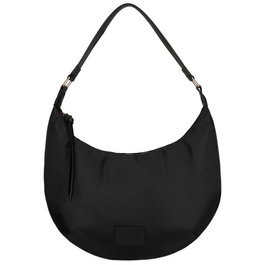 Torebka z poliestru damska Peterson JK6-05 listonoszka crossbody rogal mała czarna - widok materiału i konstrukcji
