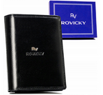 Duży portfel męski pionowy czarny na karty - Rovicky RV-75699-BCA