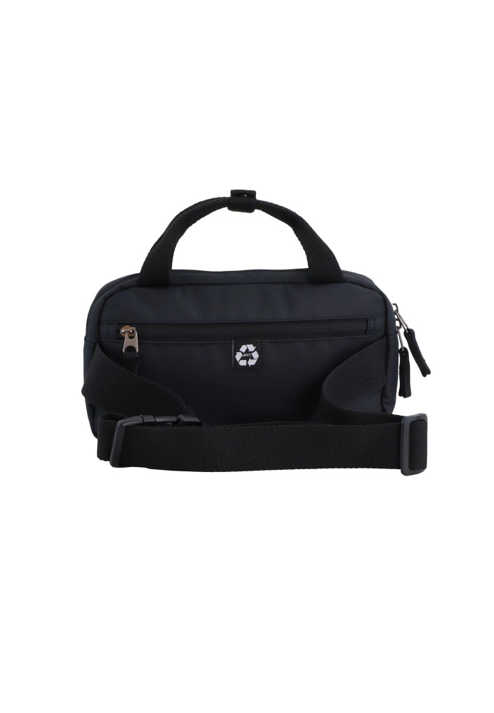Torba crossbody z materiału Discovery Cave D00813 unisex z rączką czarna - detal paska i zapięcia