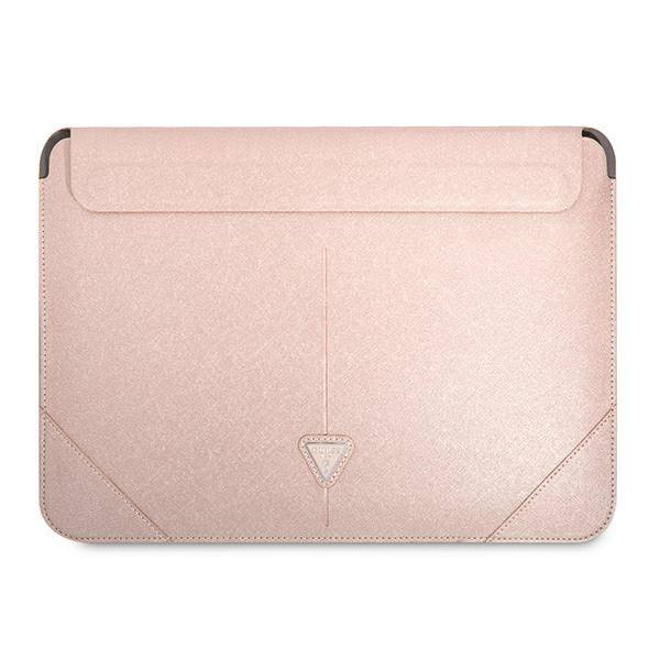 Pokrowiec na laptopa ze skóry ekologicznej unisex Guess Saffiano Triangle sleeve różowy - cecha produktu