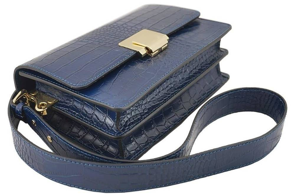 Torebka ze skóry licowej damska Barberinis 747-42 listonoszka croco mała ciemnozielona - cecha produktu
