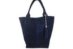 Torebka skórzana zamszowa damska Barberini's 375/8-4 shopper bag A4 granatowa