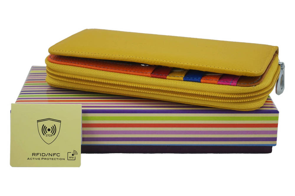 Portfel ze skóry licowej damski Barberini's D-8601-43 podłużny ciemnożółty - cecha produktu