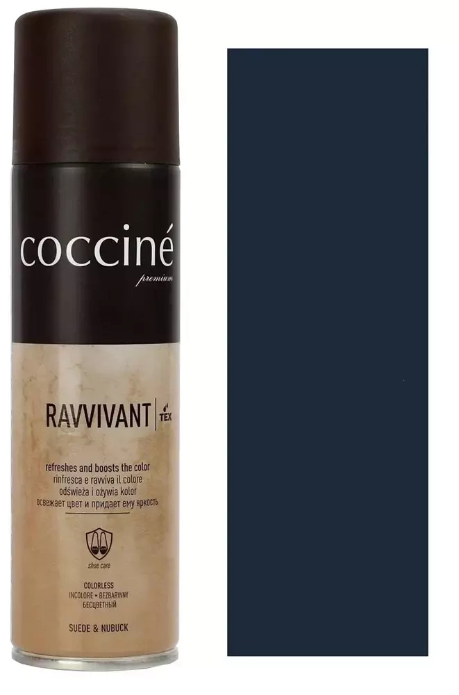 Renowator do zamszu i nubuku Coccine granatowy - puszka Coccine Ravvivant i próbnik koloru granatowego