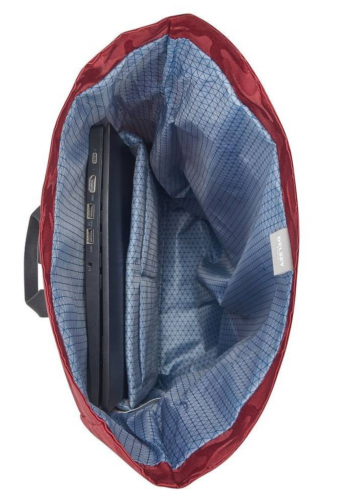 Plecak materiałowy unisex Delsey Citypak roll-top na laptopa 15,6 czerwony - ergonomiczne szelki i panel tylny
