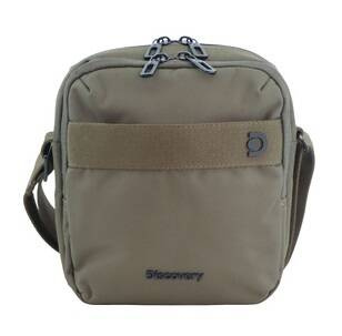 Saszetka Discovery Downtown 912 khaki z przodu, z dwoma suwakami u góry i logo Discovery