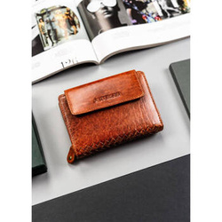 Skórzany portfel damski brązowy zamykany na zatrzask RFID - Peterson WD2-VLCN