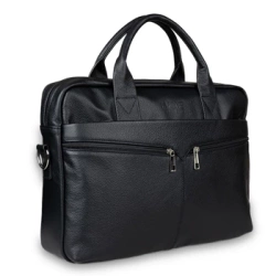 Torba ze skóry naturalnej męska Pavone Nero Palermo 2492 na laptopa A4 czarna