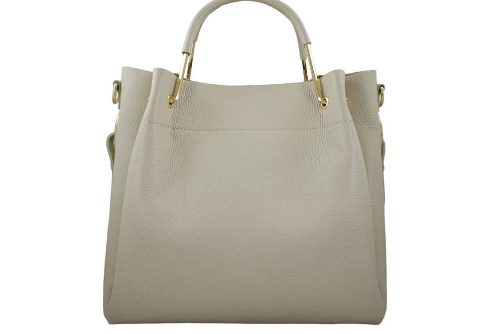 Torebka skórzana damska Barberini's 960-10 shopper bag A4 jasnobeżowa - organizacja przestrzeni
