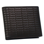 Skórzany portfel męski czarny zdobiony monogramem — Forever Young 701-SPG BL