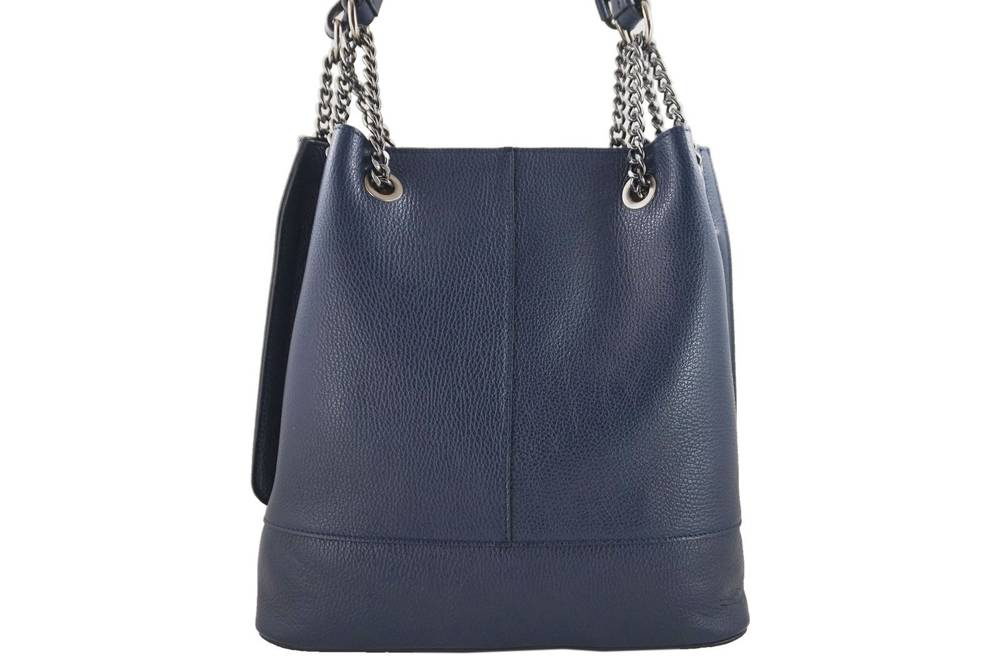 Torebka ze skóry licowej na łańcuszku damska Barberini's 810-4 shopper A4 granatowa - cecha produktu