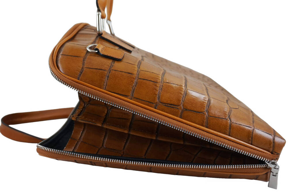 Torba ze skóry naturalnej damska Barberini's 118/1-12 na laptopa A4 croco camel - cecha produktu
