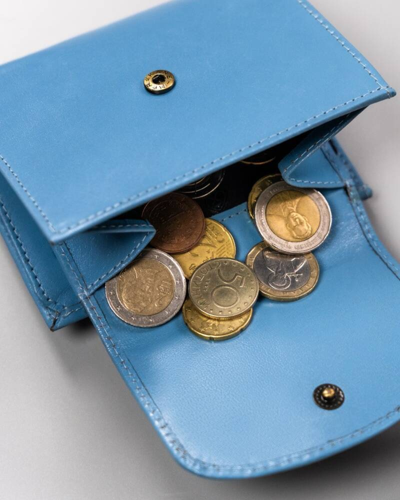 Otwarta kieszeń na monety w niebieskim portfelu Peterson 2516-BO
